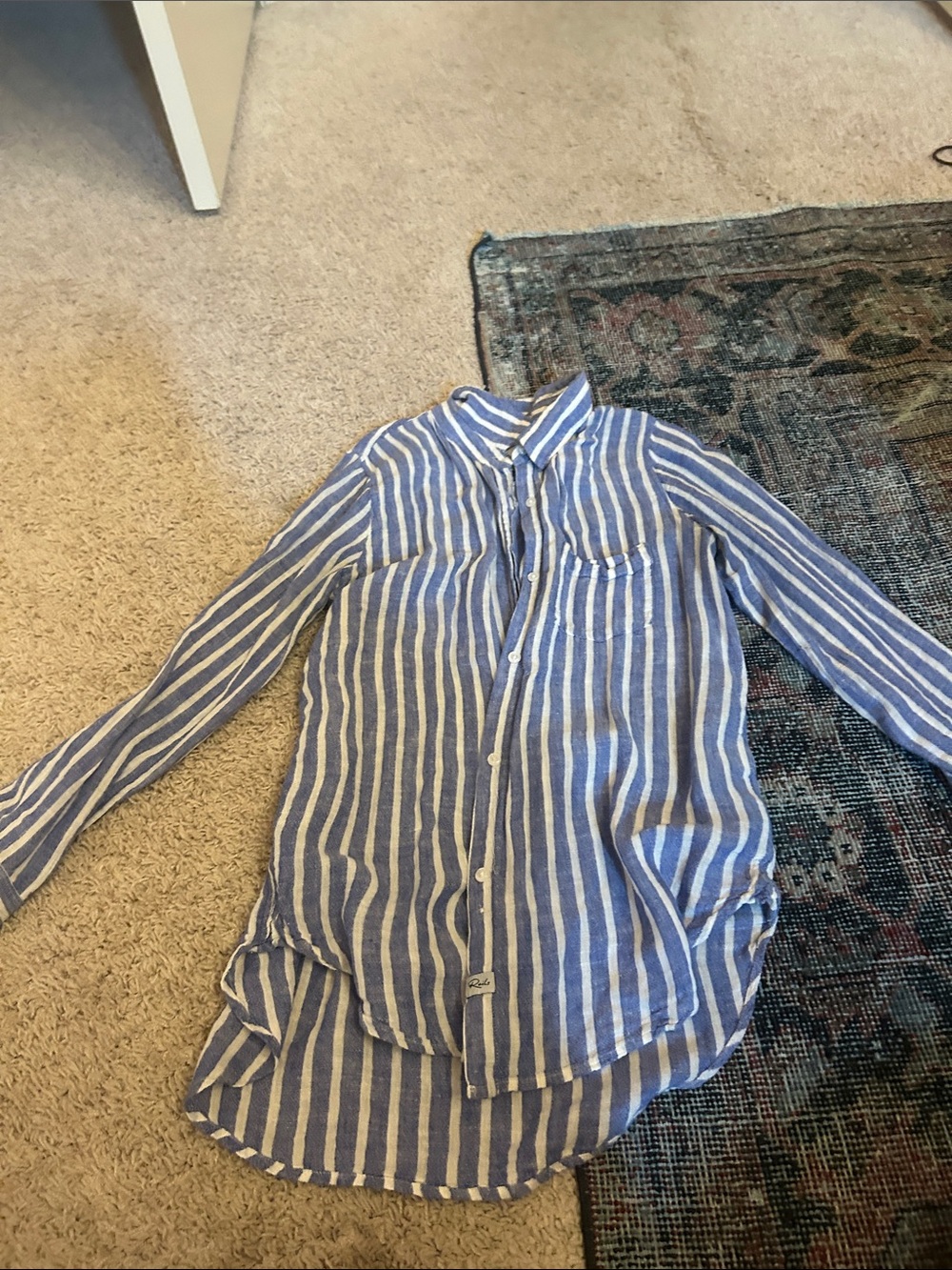 Rails Blue & White Vertical Stripe Button-Down Shirt